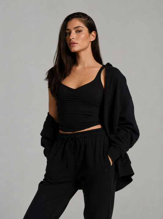 Threads Zip Hoodie - Onyx Black