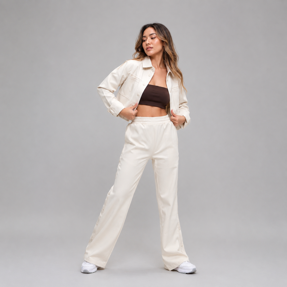 Snap Crop Jacket - Bone